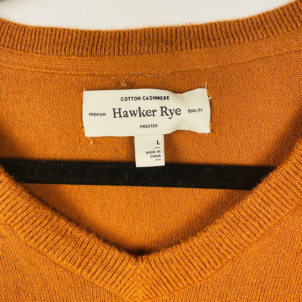 Hawker Rye Men's‎ Orange V-Neck Sweater Size Large - Picture 2 of 4